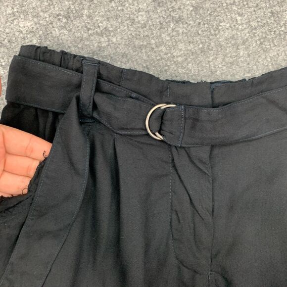 Splendid Cross Hatch Paperbag Shorts Womens XS Extra Small Black Fray Hem Pocket - Picture 4 of 12